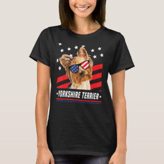 T-shirt Yorkshire Terrier Usa Drapeau 4 juillet Chien