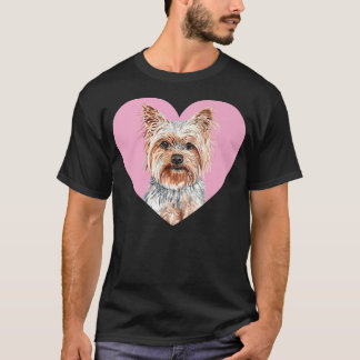 T-shirt Yorkshire Terrier Valentines Jour Coeur rose Yorki