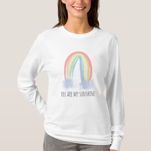 T-shirt You are my sunshine watercolor painted rainbow (Devant)