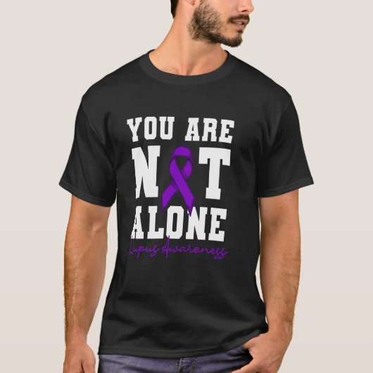 T-shirt You Are Not Alone Lupus Awareness Purple Ribbon (Devant)