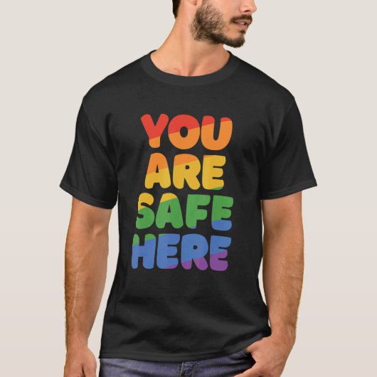 T-shirt You Are Safe With Me Rainbow Pride Lgbtq Gay Trans (Devant)
