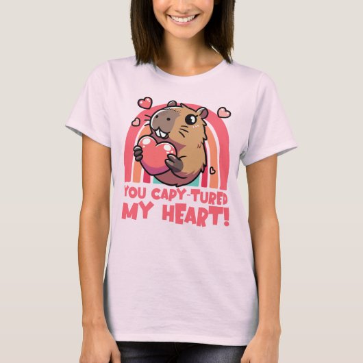 T-shirt You Capy-tured My Heart - Cute Capybara Design (Devant)