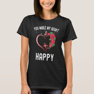 T-shirt You Make My Heart Happy Heart Butterfly Valentine