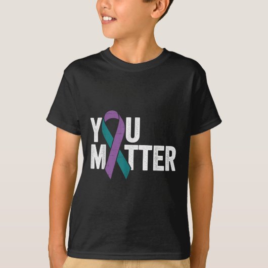 T-shirt You - Suicide Prevention Teal Purple Awareness Rib (Devant)