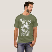 T-shirt Young Wild And Seven Funny 7th Birthday Biker (Devant entier)