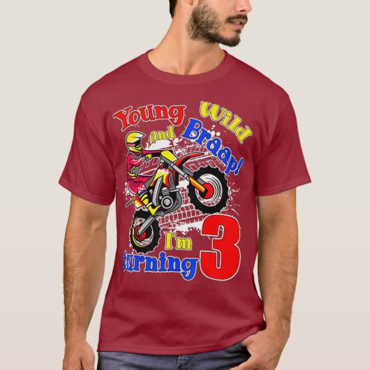 T-shirt Young Wild et Braap Je Tourne 3 Boy Motocross (Devant)
