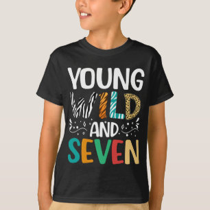 T-shirt Young Wild Et Sept Drôle 7e Anniversaire Garçon Fi
