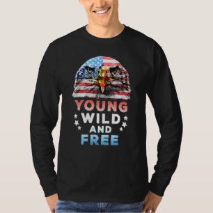 T-shirt Young Wild Free American Patriotic 4 juillet Usa