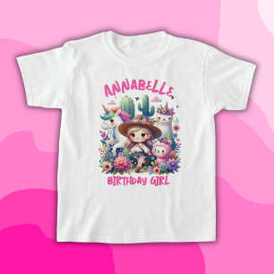 T-shirt Young Wild Safari Girls Pink Monogramme Nom  