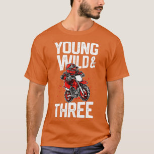 T-shirt Young Wild Trois 3 ans Dirt Bike Party Anniversair