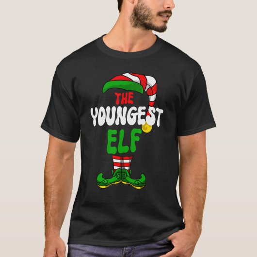 T-shirt Youngest Elf Family Matching Group Merry Christmas (Devant)