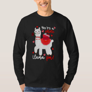 T-shirt You're A Whole Llama Fun Valentine Llama Flowers F