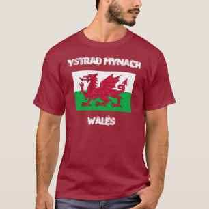 T-shirt Ystrad Mynach, Pays de Galles avec drapeau gallois
