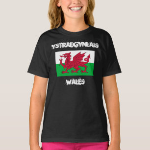 T-shirt Ystradgynlais, Pays de Galles avec drapeau gallois
