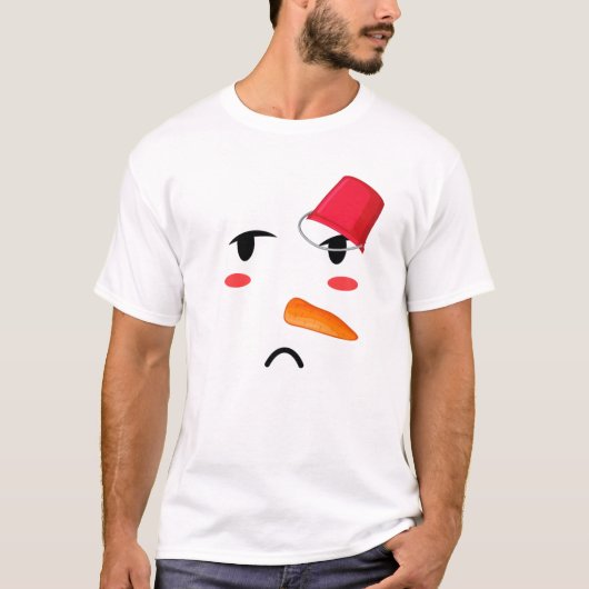 T-shirt Yukidaruma Snowman Face Avec Carotte I Kawaii Anim (Devant)