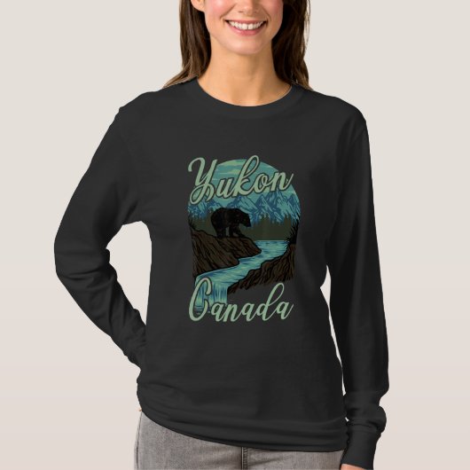 T-shirt Yukon Canada Nature Bear Mountains Attire For Men  (Devant)