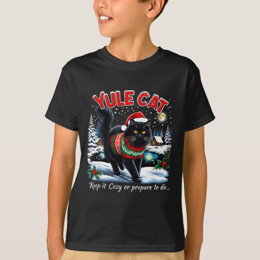 T-shirt Yule Cat Keep It Cozy Funny Christmas Quote  (Devant)