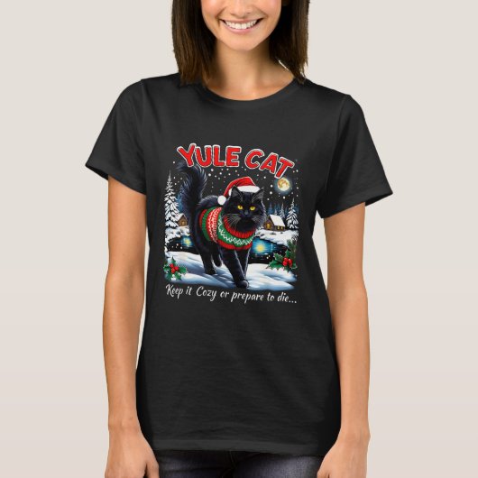 T-shirt Yule Cat Keep It Cozy Funny Christmas Quote  (Devant)