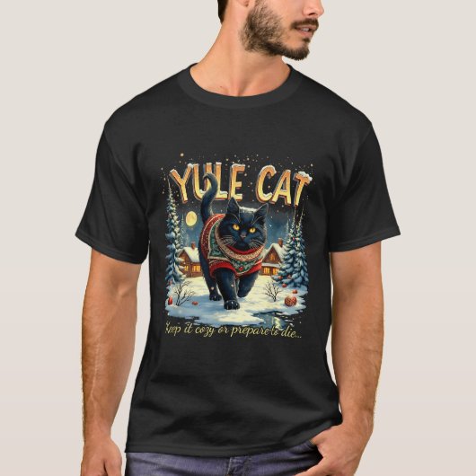 T-shirt Yule Cat Keep It Cozy Funny Winter Quote  (Devant)
