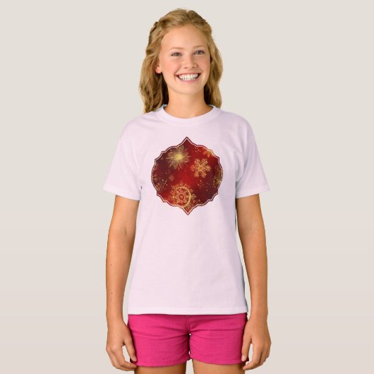 T-shirt Yuletide Opulence : Threads dorés de Noël (Devant entier)