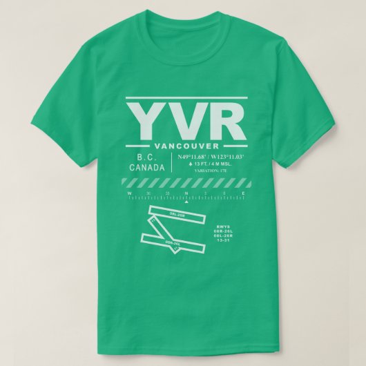 T-shirt YVR de l'aéroport international de Vancouv (Design devant)
