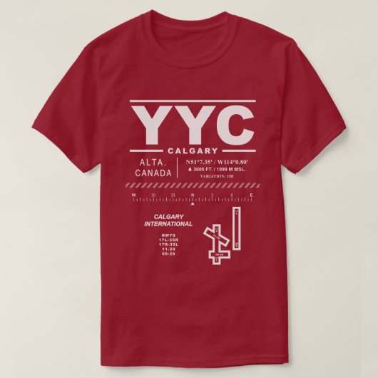 T-shirt YYC de l'aéroport international de Calgary (Design devant)