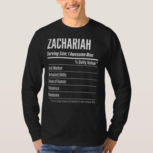 T-shirt Zachariah Taille du service Nutrition Étiquette Ca (Devant)