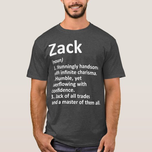 T-shirt ZACK Définition Nom personnalisé Amusant Anniversa (Devant)