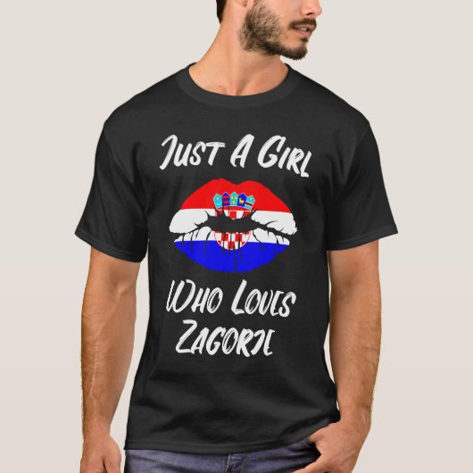 T-shirt Zagorje lèvres Bouche Amour Drapeau Croate (Devant)
