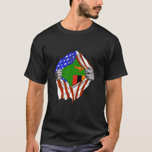 T-shirt Zambia Chest USA America Zambian Flag Zambian Prid