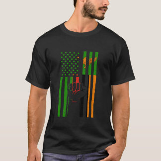 T-shirt Zambie Handfist USA Amérique Zambian Drapeau Zambi