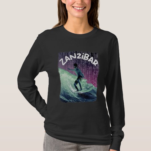 T-shirt Zanzibar Nerd Surfing Beach Palm trees Vacation (Devant)