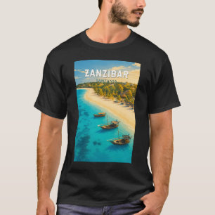 T-shirt Zanzibar Tanzanie Illustration Art de Voyage Vinta