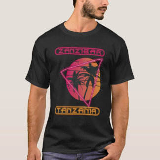 T-shirt Zanzibar Tanzanie Rétro Palmier Océan Vacances S