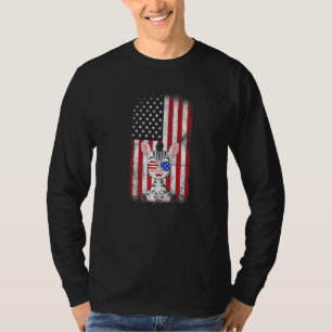 T-shirt Zebra American Flag Boys Girls Hommes Femmes Quatr