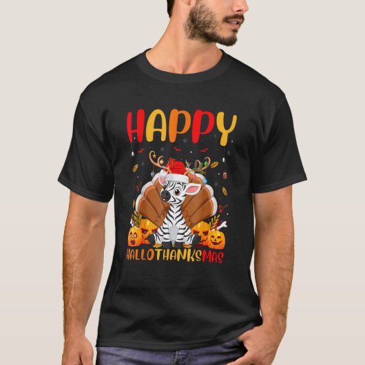 T-shirt Zebra Animal Happy Zebra Hellothanksmas (Devant)