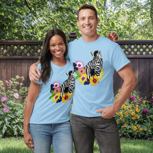 T-shirt Zebra Daisies bleu