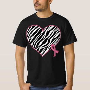 T-shirt Zebra Heart Ribbon Sensibilisation au cancer du se