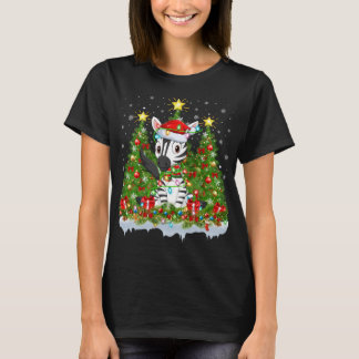 T-shirt Zebra Lighting Xmas Tree Lover Funny Zebra Noël