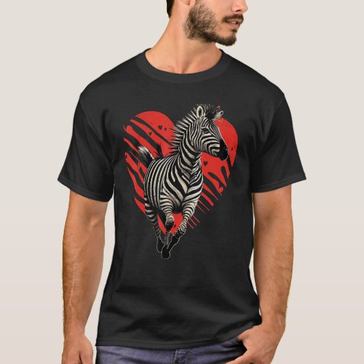 T-shirt Zebra Love Heart for Valentines Day on Zebra 4 (Devant)