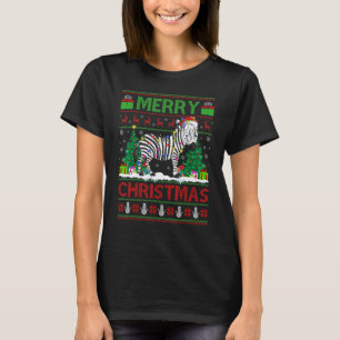 T-shirt Zebra Lumières de sapin de Noël Père Noël moche