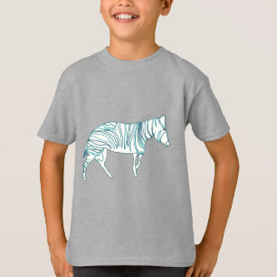 T-shirt Zebra Outline Dessin Turquoise en Tee - shirt