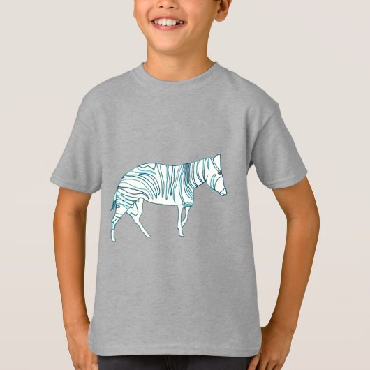 T-shirt Zebra Outline Dessin Turquoise en Tee - shirt (Devant)