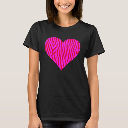 T-shirt Zebra Print Heart Love Graphic Cute Valentines Day (Devant)
