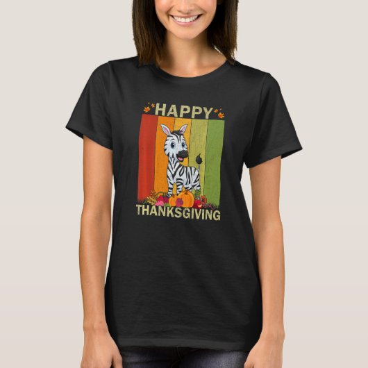 T-shirt Zebra Retro Famille Graphique Correspondance Thank (Devant)