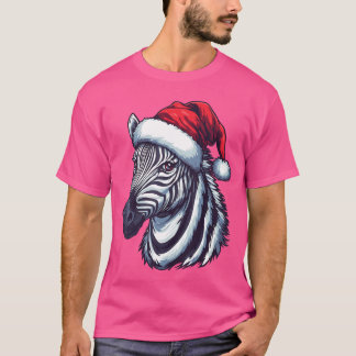 T-shirt Zebra Santa Hat Funny Xmas Zebra Lovers Christmas 