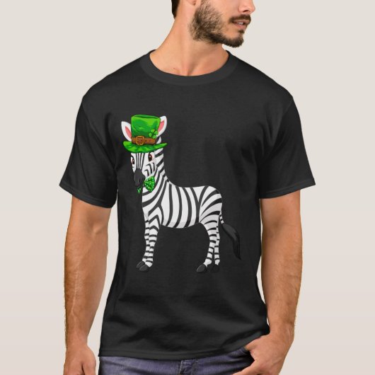 T-shirt Zebra St Patrick S Day With A Leprechaun Hat Long (Devant)