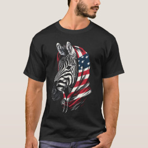 T-shirt Zebra USA Drapeau Patriotique American Zoo Animal
