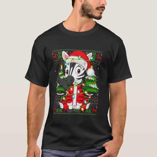 T-shirt Zebra Xmas Sweer Style Ugly Père Noël Zebra Christ (Devant)
