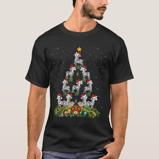 T-shirt Zebra Xmas Tree Don Santa Hat Zebra Christmas (Devant)